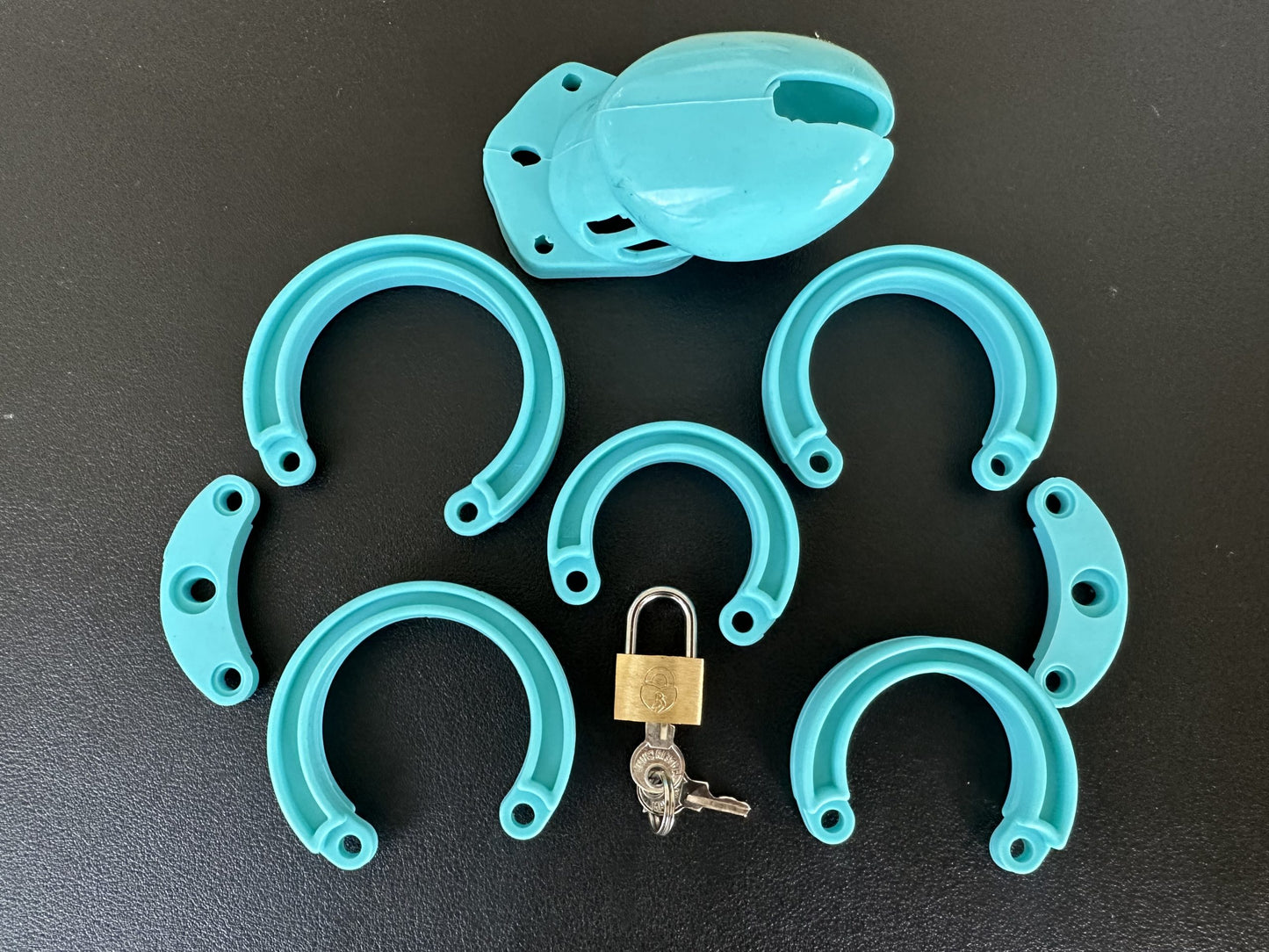 Silicone Chastity Cage With 5 Penis Rings