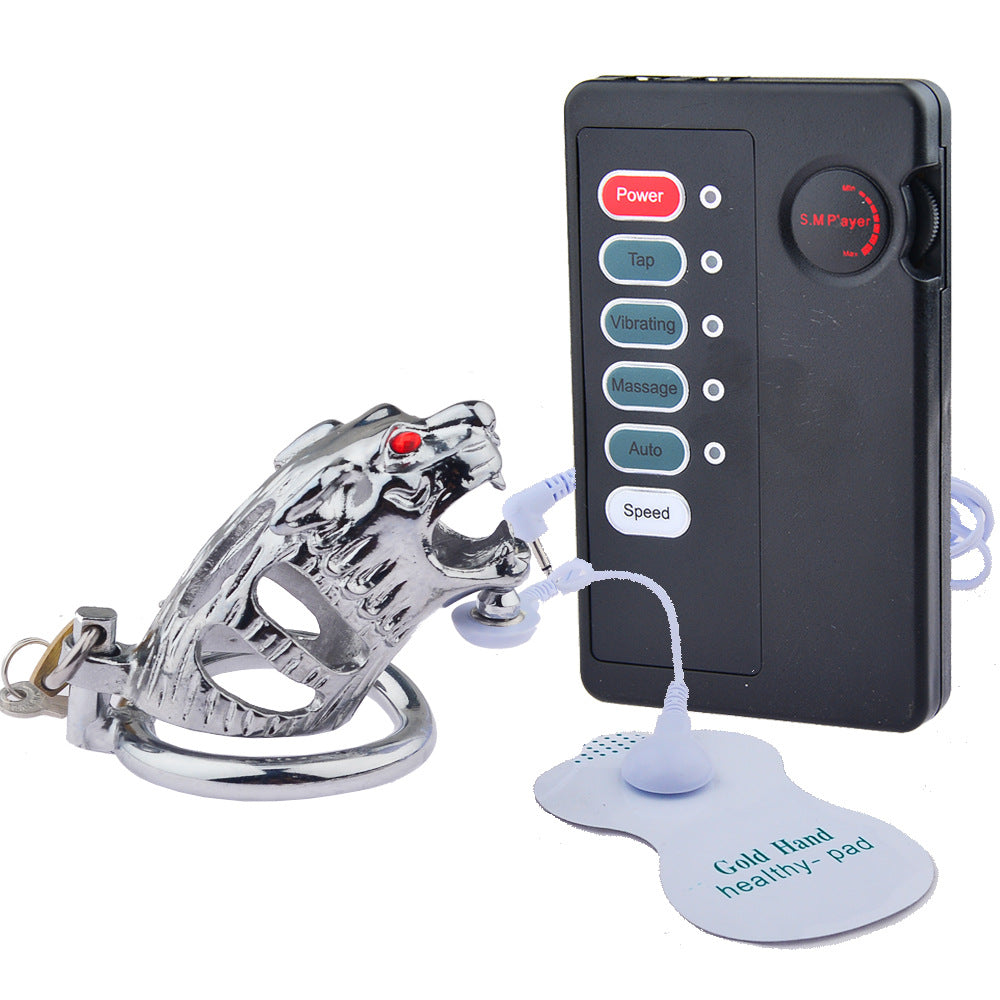 Adult Sex Toys BDSM Electric Shock Tiger Chastity Cage Catheter Set