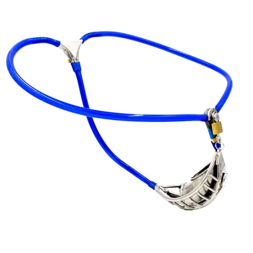Blue Stainless Steel Stealth Fully Adjustable Chastity Device Cock Cages Sex Toys for Men