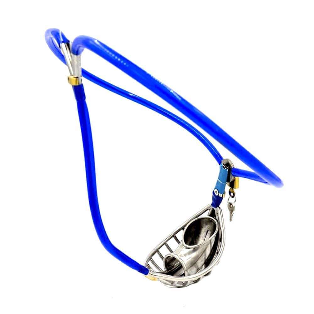Blue Stainless Steel Stealth Fully Adjustable Chastity Device Cock Cages Sex Toys for Men