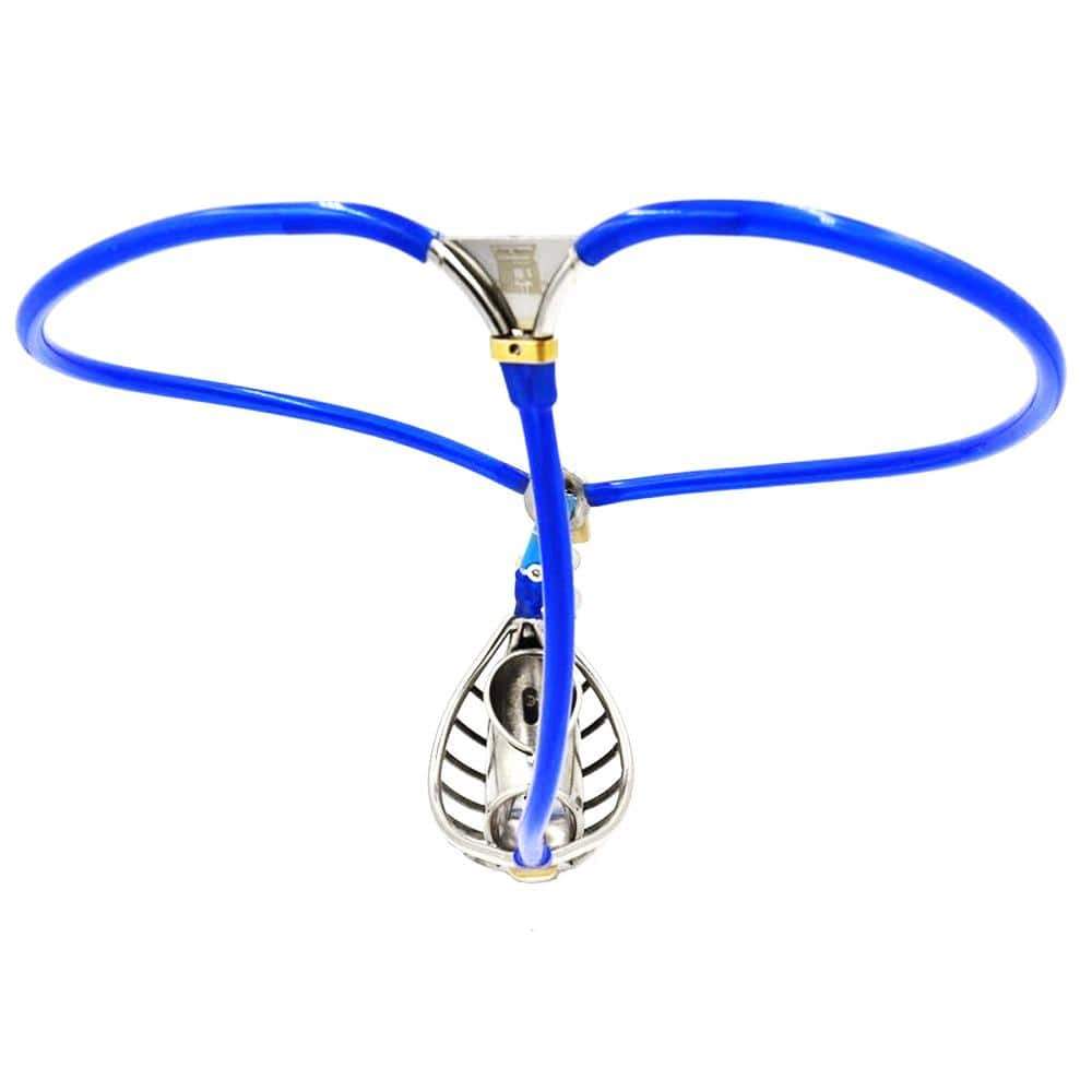 Blue Stainless Steel Stealth Fully Adjustable Chastity Device Cock Cages Sex Toys for Men