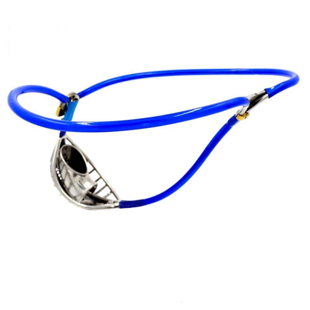 Blue Stainless Steel Stealth Fully Adjustable Chastity Device Cock Cages Sex Toys for Men