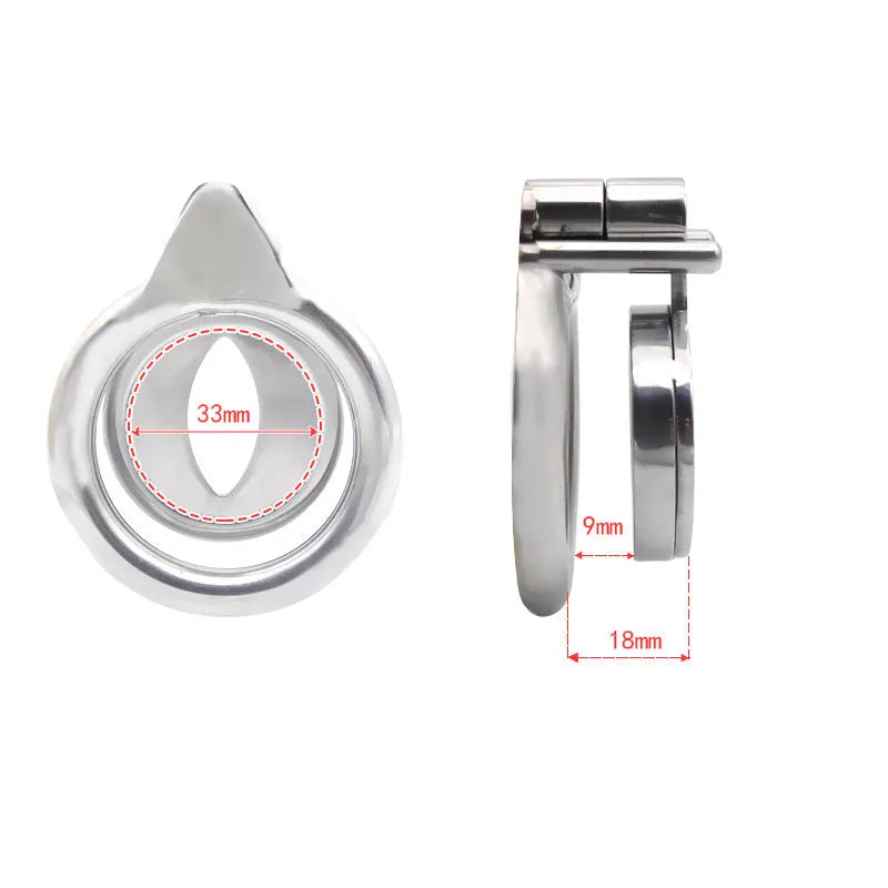 Stainless Steel Flat Chastity Cage - Secure Restraint 9-18mm Length