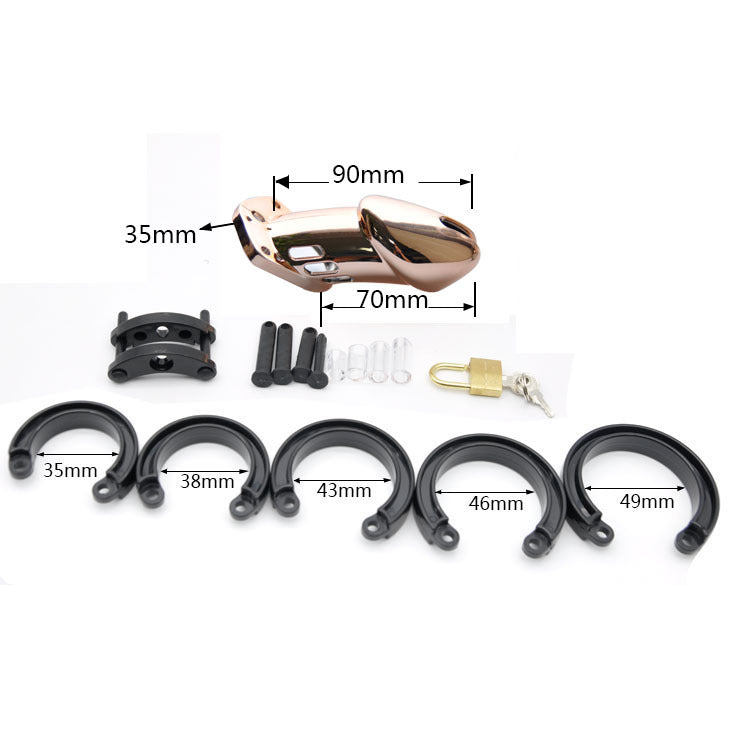 CX135 Plastic Chastity Cage Rose Gold 2.75 and 3.54 inches
