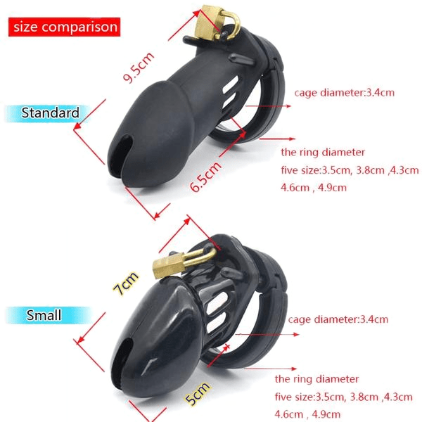 Silicone Chastity Cage With 5 Penis Rings