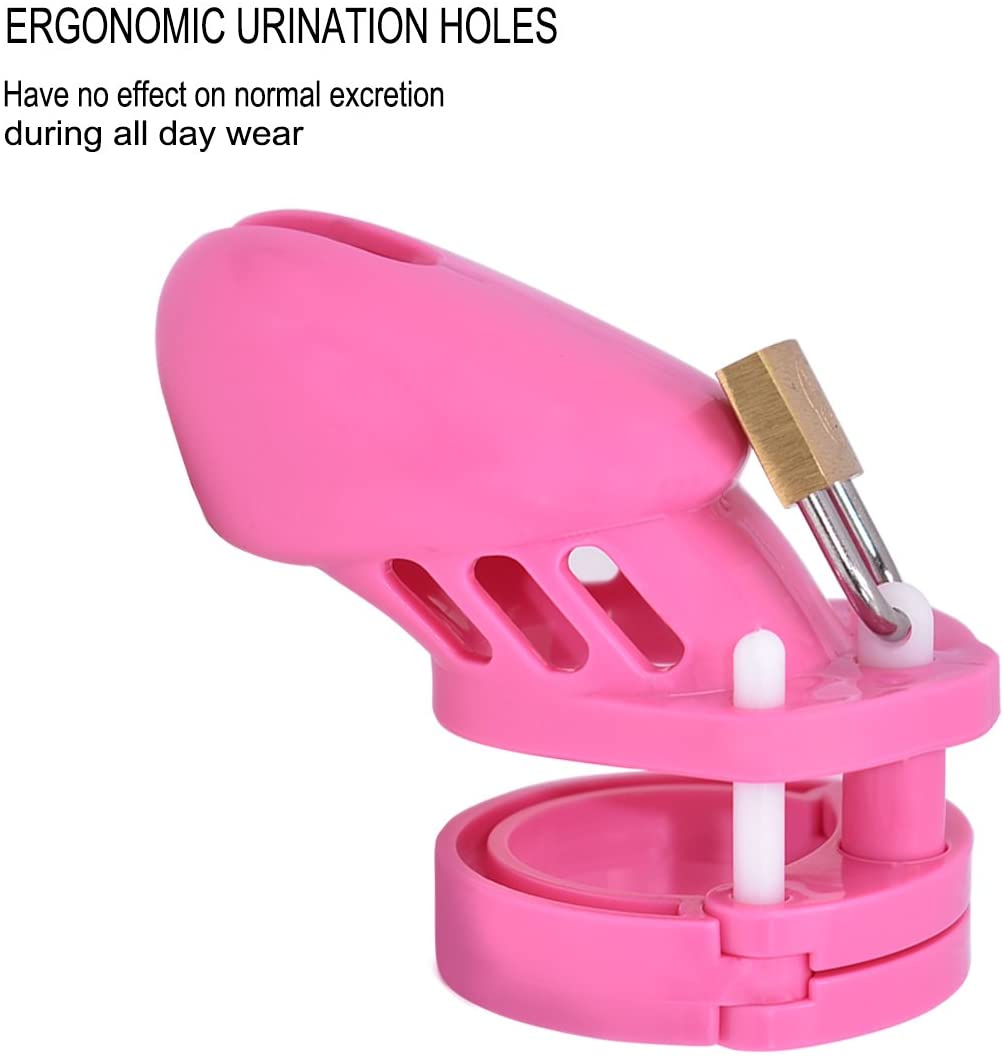 Silicone Chastity Cage With 5 Penis Rings