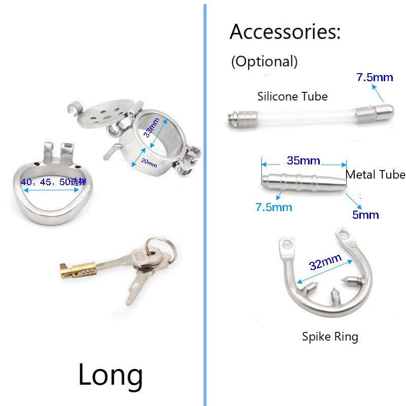 CX126 Double Lock Detachable Stainless Steel Chastity Cage