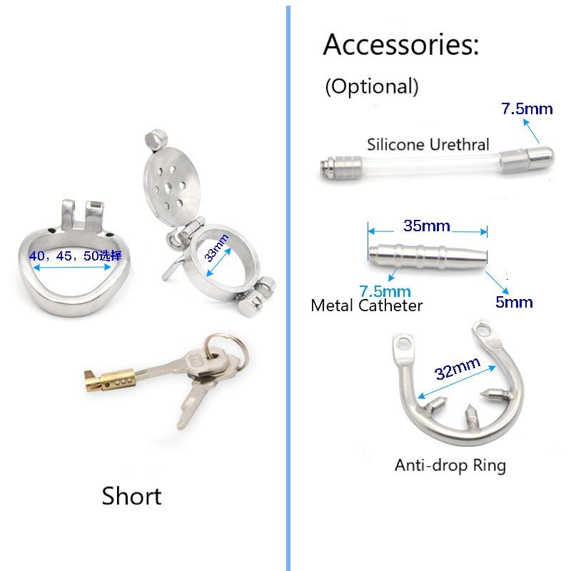 CX126 Double Lock Detachable Stainless Steel Chastity Cage