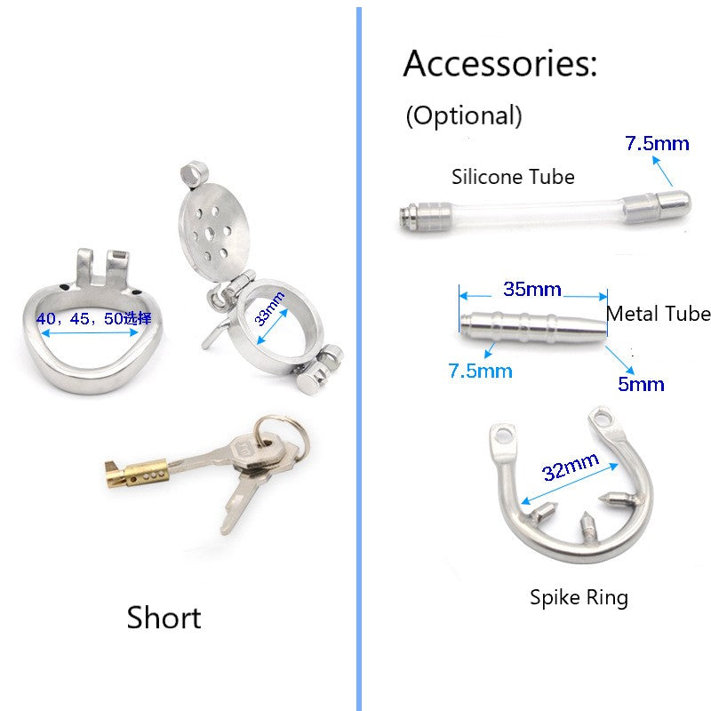 CX126 Double Lock Detachable Stainless Steel Chastity Cage
