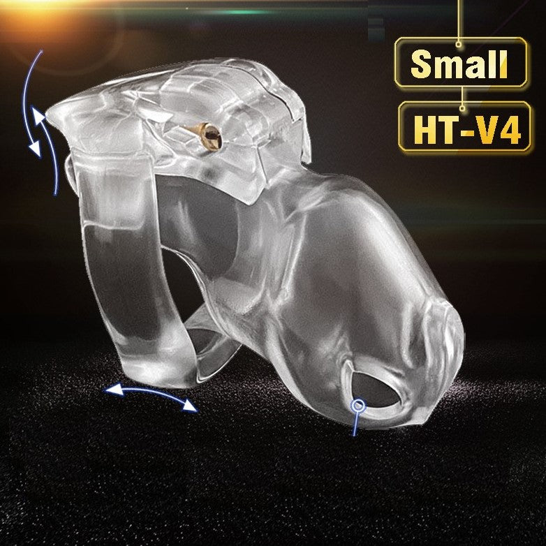 HT-V4 Chastity Device Locked Cage Male Cock Cage Sex Toy 5 Rings