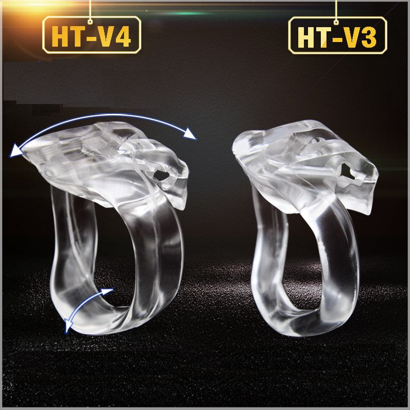 HT-V4 Chastity Device Locked Cage Male Cock Cage Sex Toy 5 Rings