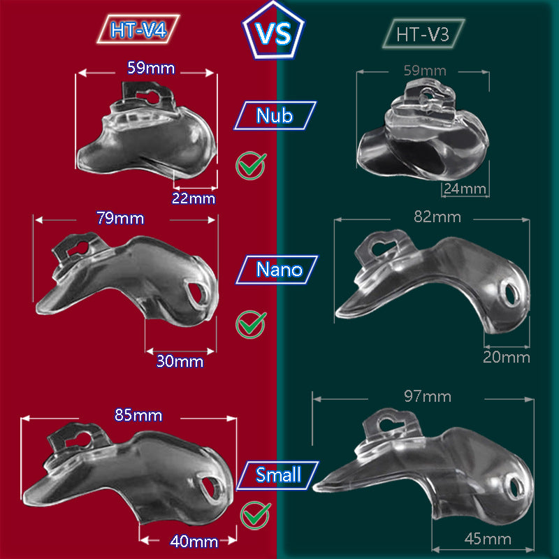 HT-V4 Chastity Device Locked Cage Male Cock Cage Sex Toy 5 Rings