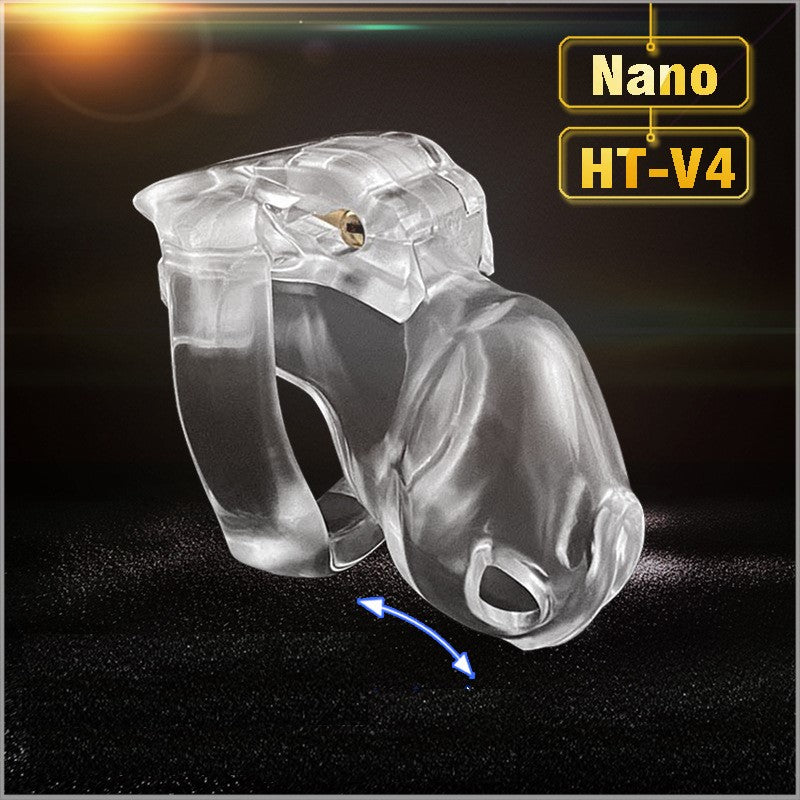 HT-V4 Chastity Device Locked Cage Male Cock Cage Sex Toy 5 Rings