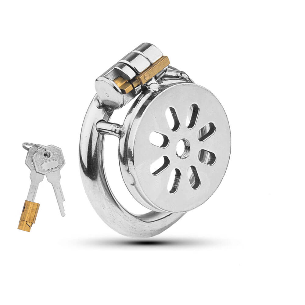 Flat Urethral Stainless Steel Chastity Cage with Ring Sizes and Dimensions