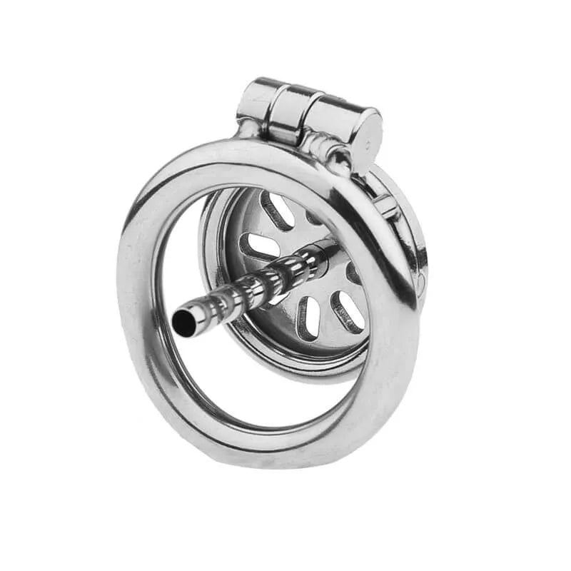 Flat Urethral Stainless Steel Chastity Cage with Ring Sizes and Dimensions