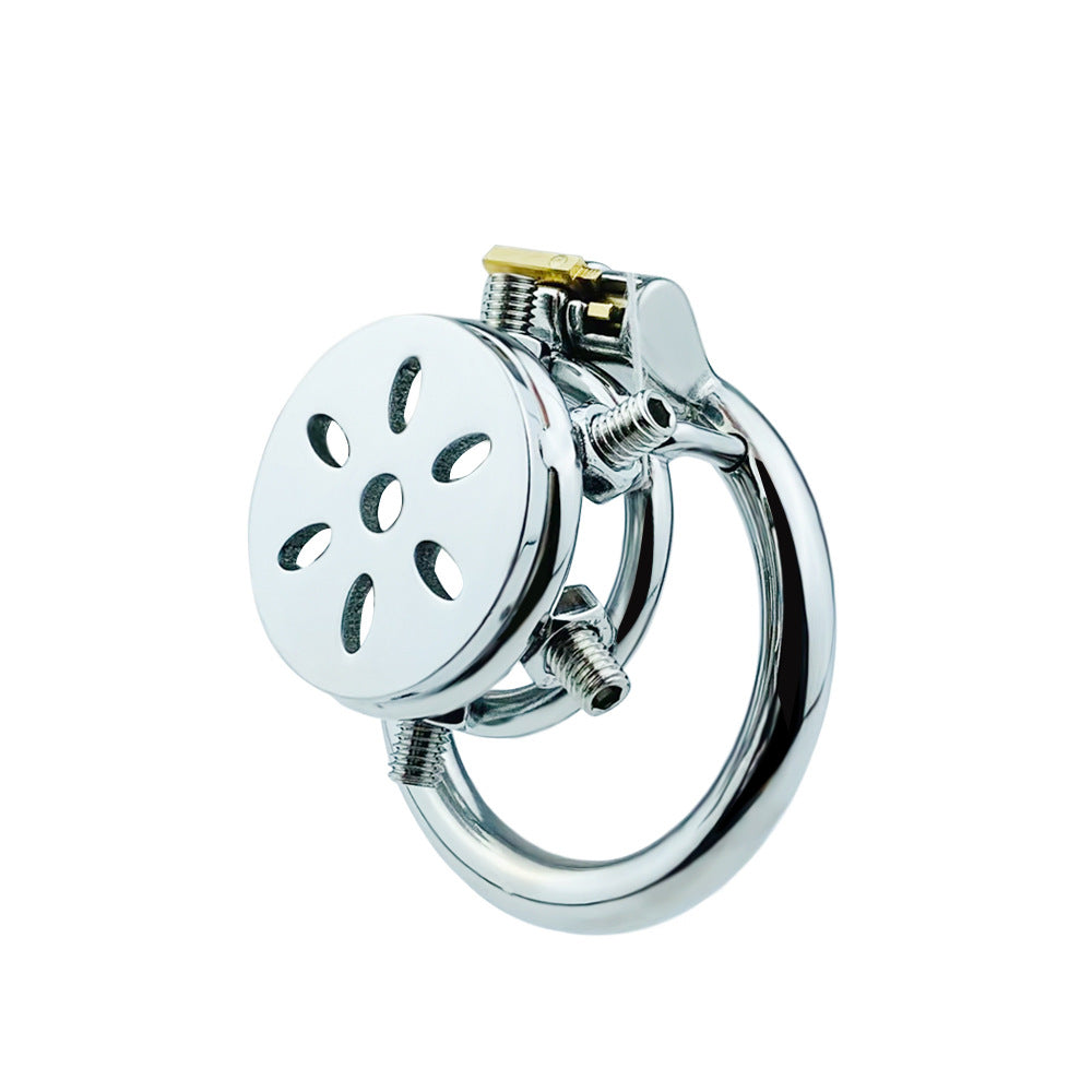 Rivet Bondage Male Penis Cage Stainless Steel Flat Chastity Lock Cage