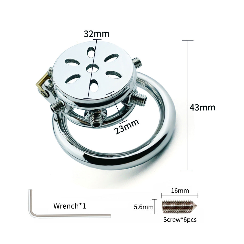 Rivet Bondage Male Penis Cage Stainless Steel Flat Chastity Lock Cage