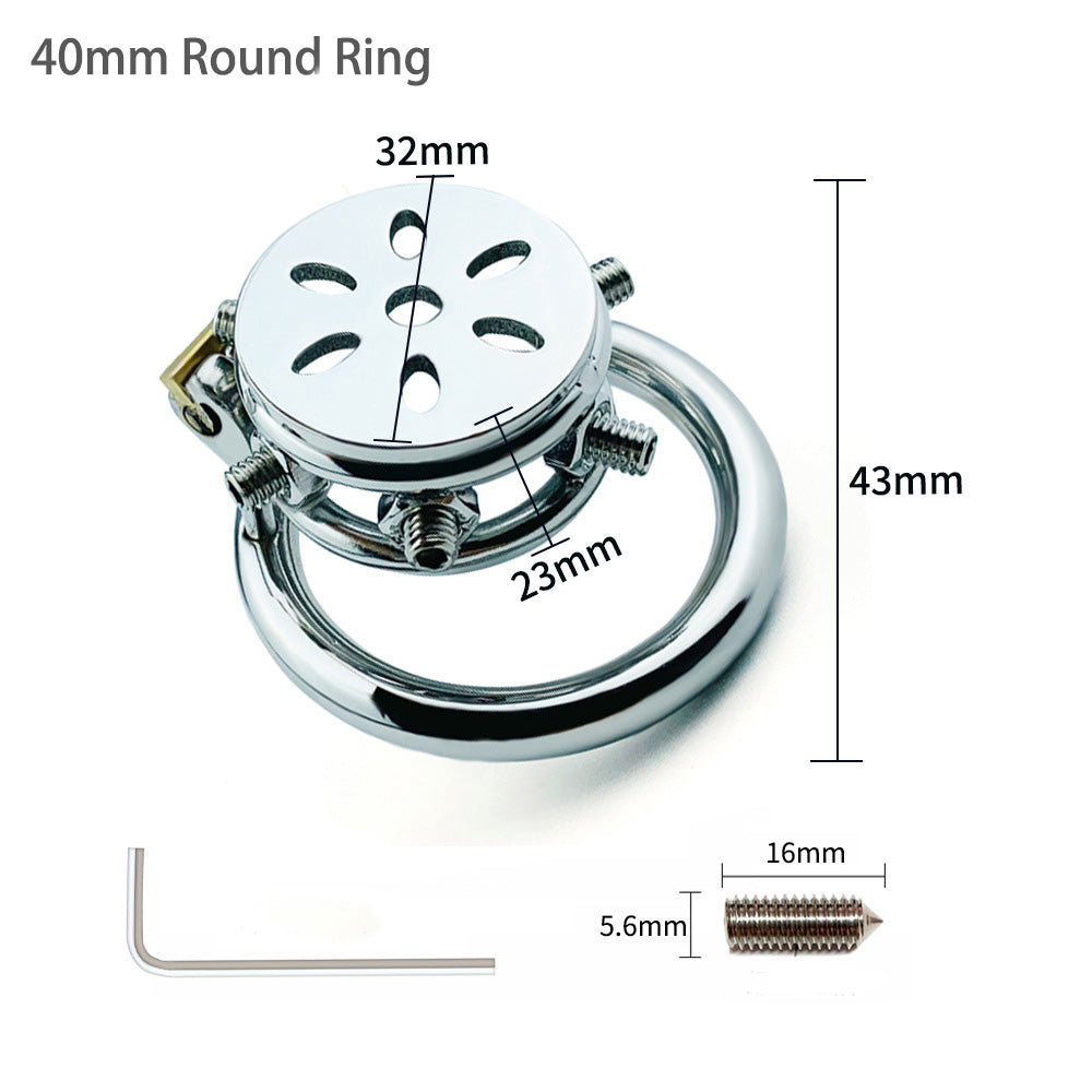 Rivet Bondage Male Penis Cage Stainless Steel Flat Chastity Lock Cage