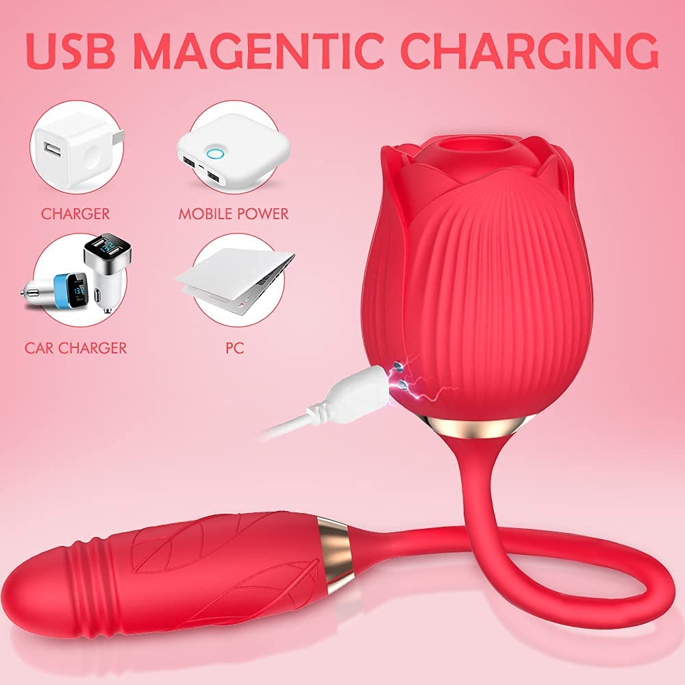 Rose Toy for Women,Clitoral Sucking Vibrator with Ball Vibrating Egg G Spot Dildo Clitoris Stimulator