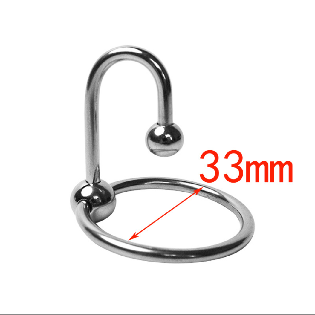 Stainless Penis Cock Rings with Urethral Sounds Ball