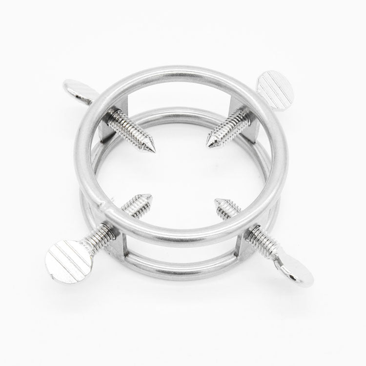 Stainless Steel Cock Ring with 4 Sharp Screws