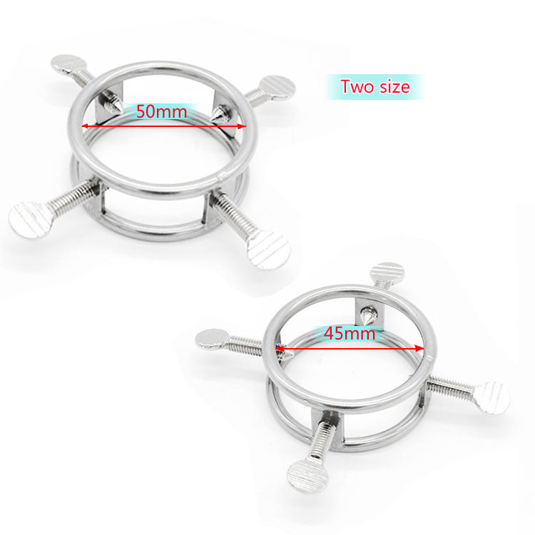Stainless Steel Cock Ring with 4 Sharp Screws