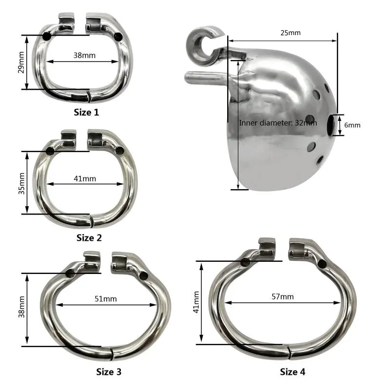 304 Stainless Steel Chastity Device: Multiple Size Options