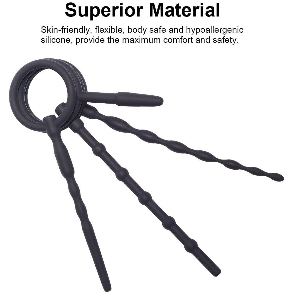Urethral Sounds 4 Pcs Set Silicone Plug Beads Urethral with Different Size