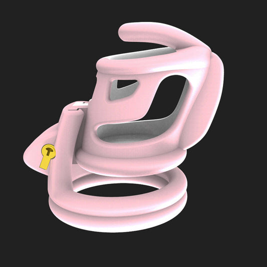 Pink&White breathable plastic chastity cage
