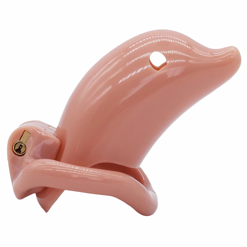 Small Negative Chastity Cage with Dolphin Design: FRRK's Discreet ABS Male Intimacy Device with 4 Rings