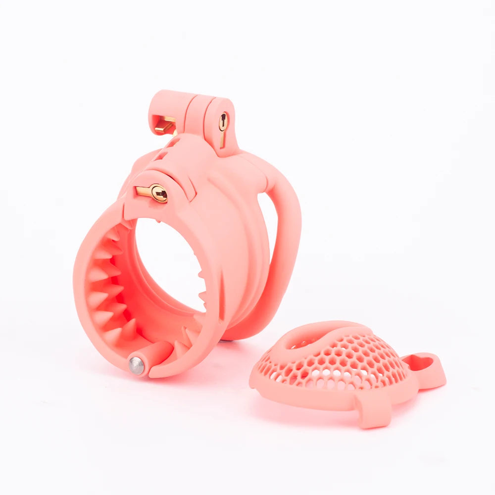 Honeycomb Slide Male Chastity Cage - Secure Glans & Scrotum Rings for Enhanced CBT Experience