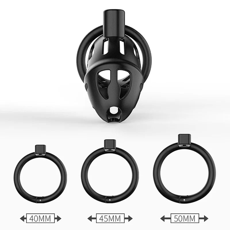 Premium Male Chastity Device Cock Cage 3D Lightweight with Curved Penis Ring & Bondage Belt Combo