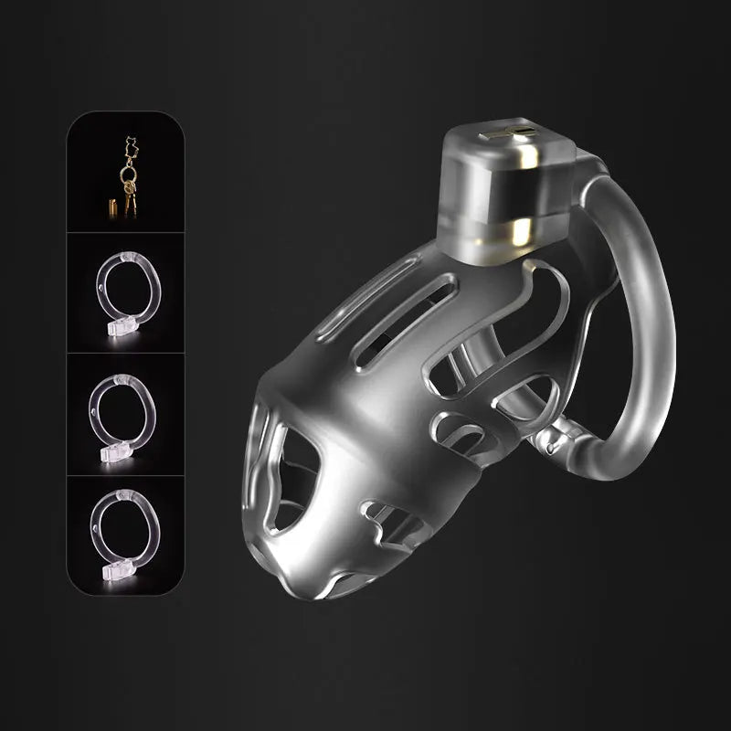 Premium Male Chastity Device Cock Cage 3D Lightweight with Curved Penis Ring & Bondage Belt Combo