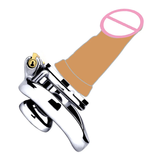 Flat Inverted Chastity Cage with Large Dildo