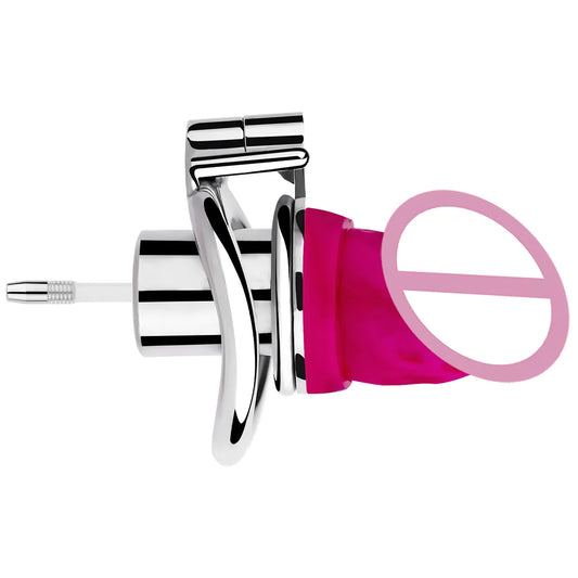 inverted chastity cage with catheter