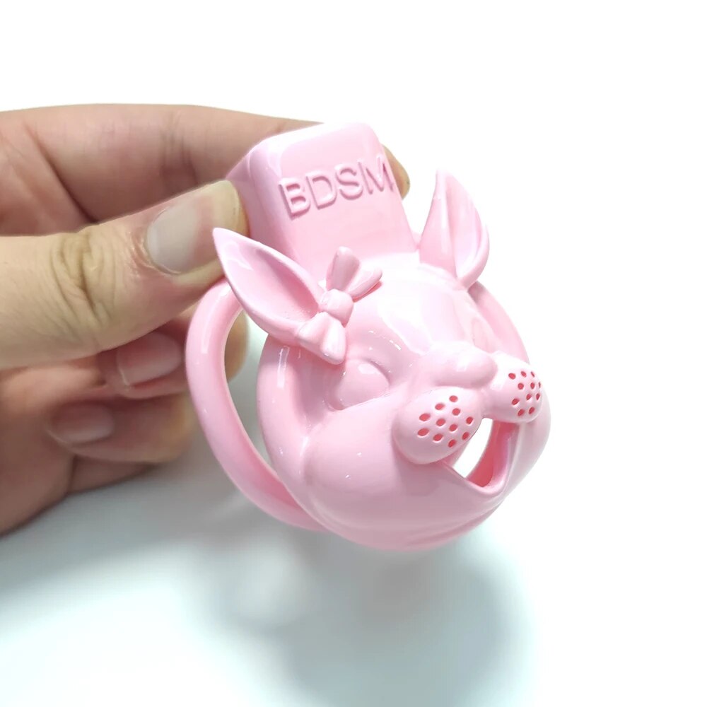 Small Pink Rabbit Chastity Cage For Sissy