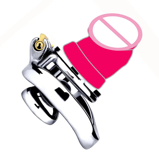 Flat Inverted Chastity Cage with Small Dildo