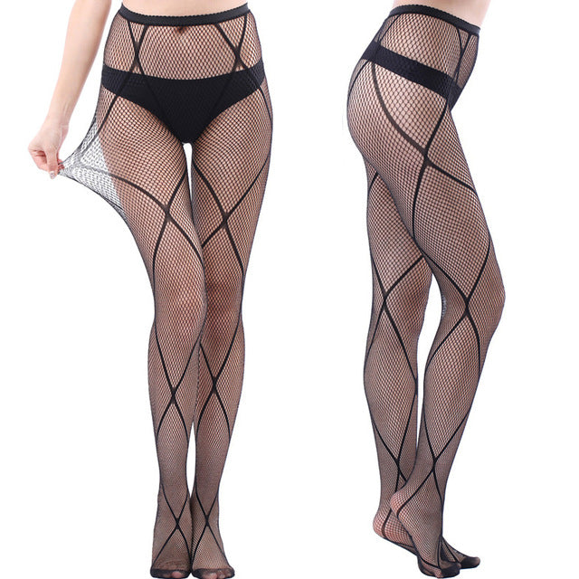 Sexy Fishnet Pantyhose Stocking Thigh High Lace Mesh Hollow Out Oil Shiny Pantyhose
