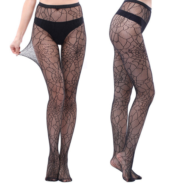 Sexy Fishnet Pantyhose Stocking Thigh High Lace Mesh Hollow Out Oil Shiny Pantyhose