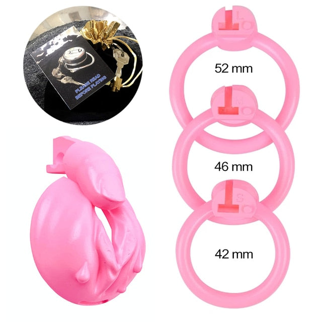 2023 new pink resin chastity girly resin chastity big boobs