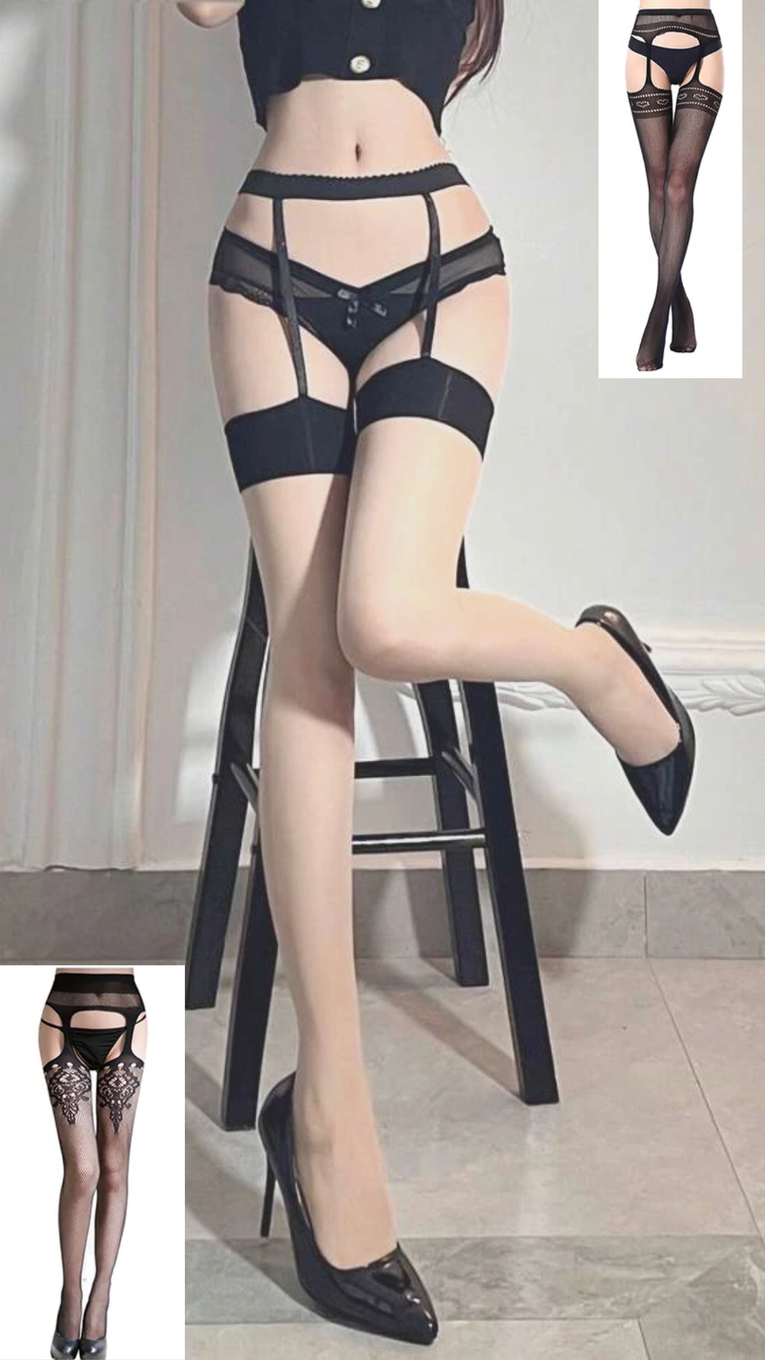 Sexy Thigh High Stockings Erotic Open Crotch Pantyhose