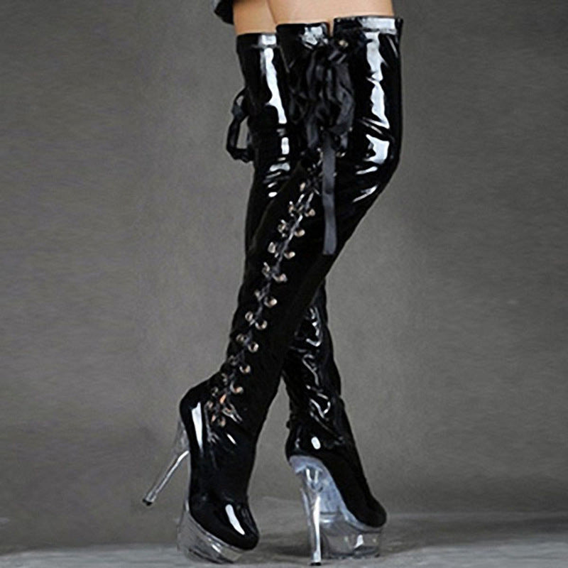Stretch over the knee boots sissy high heels