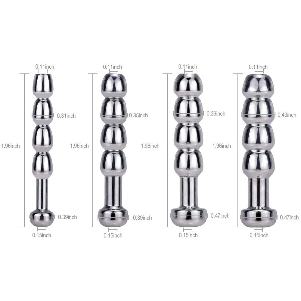 4 PCS Set Stainless Steel Hollow Penis Plug Multi Beads Urethral Dilators