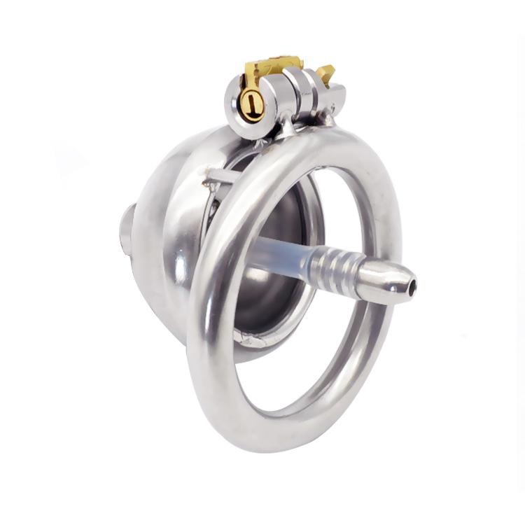CX009 Stainless Steel Male Chastity Device Super Small Short Cock Cage with Catheter Sex Toy