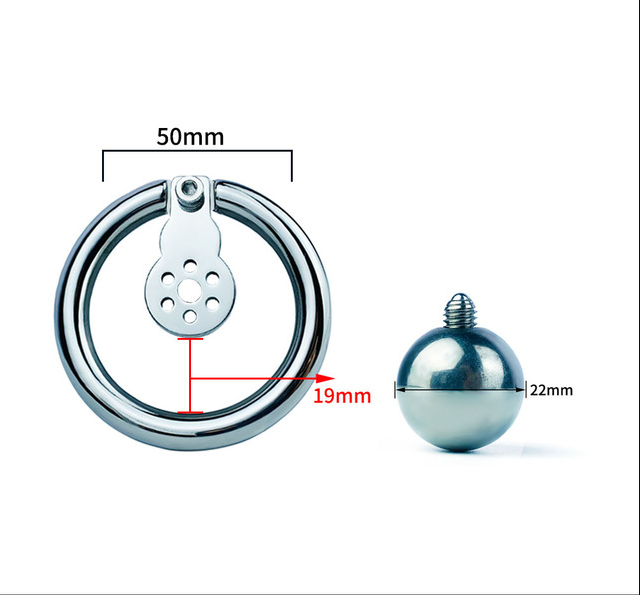 Male Flat Chastity Cage and Exerciser with Removable Solid Massage Ball