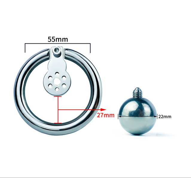 Male Flat Chastity Cage and Exerciser with Removable Solid Massage Ball