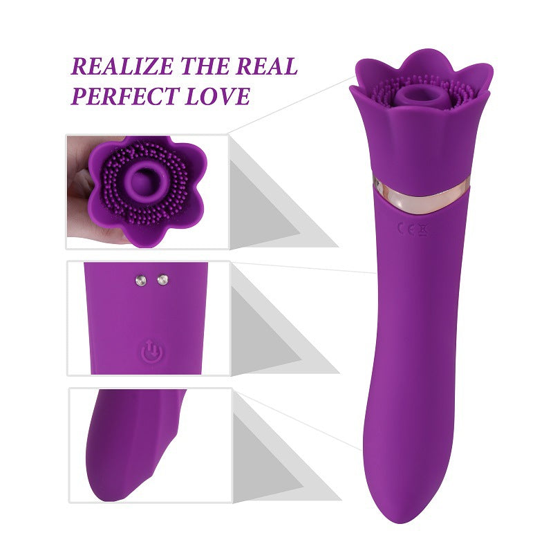 Rose Vibrator 2 in 1 Clitoral G Spot Dildo Vibrator