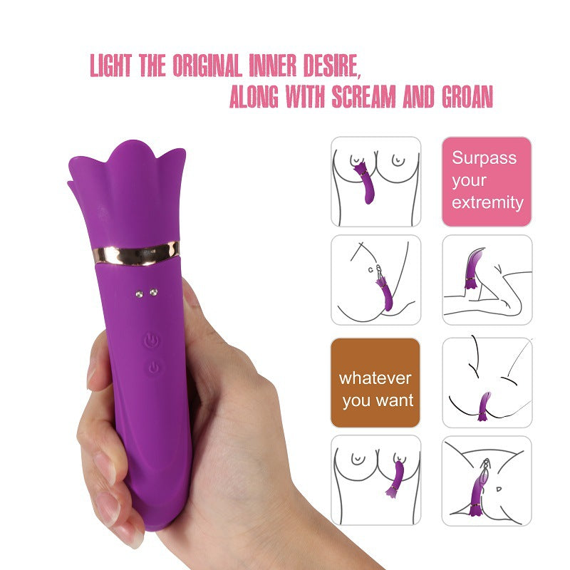 Rose Vibrator 2 in 1 Clitoral G Spot Dildo Vibrator