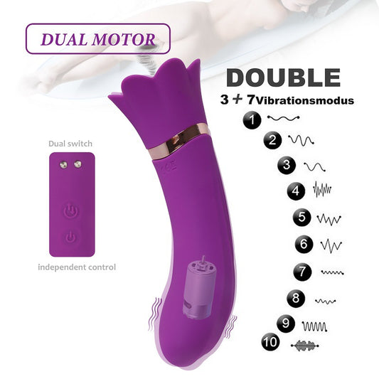 Rose Vibrator 2 in 1 Clitoral G Spot Dildo Vibrator