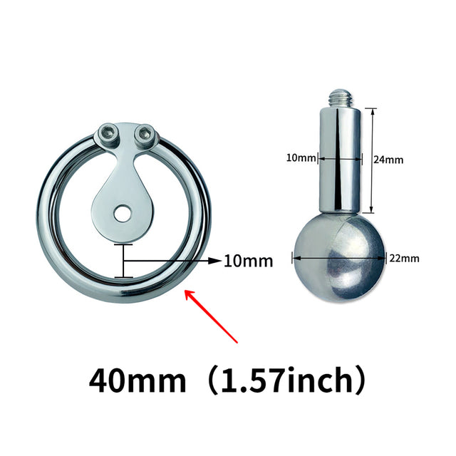 Inverted Chastity Device - Flat Steel Cage with Massage Ball